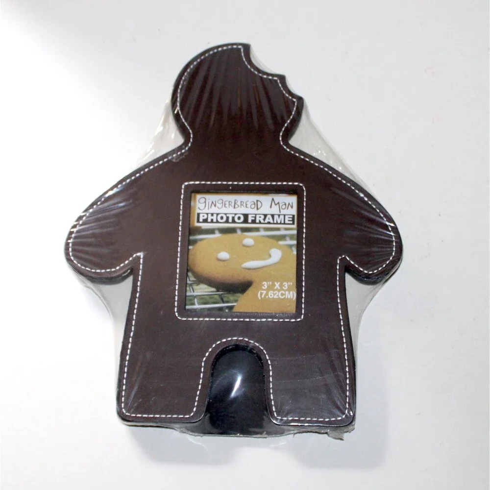 Gingerbread Man Photo Frame brown faux leather NEW Greenbrier